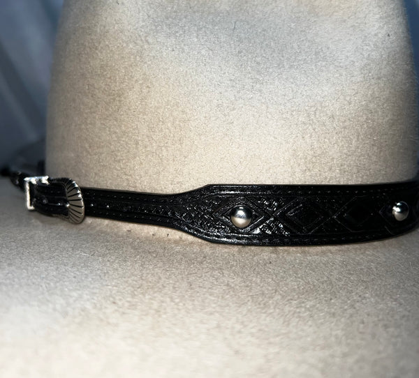 Black Leather Hatband - LHB-009