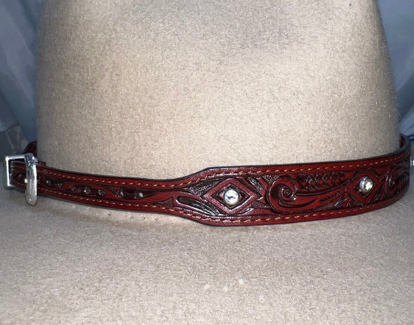 Red Leather Hatband - LHB-010