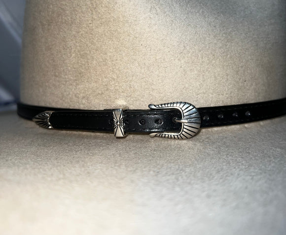 Black Leather Hatband - LHB-017